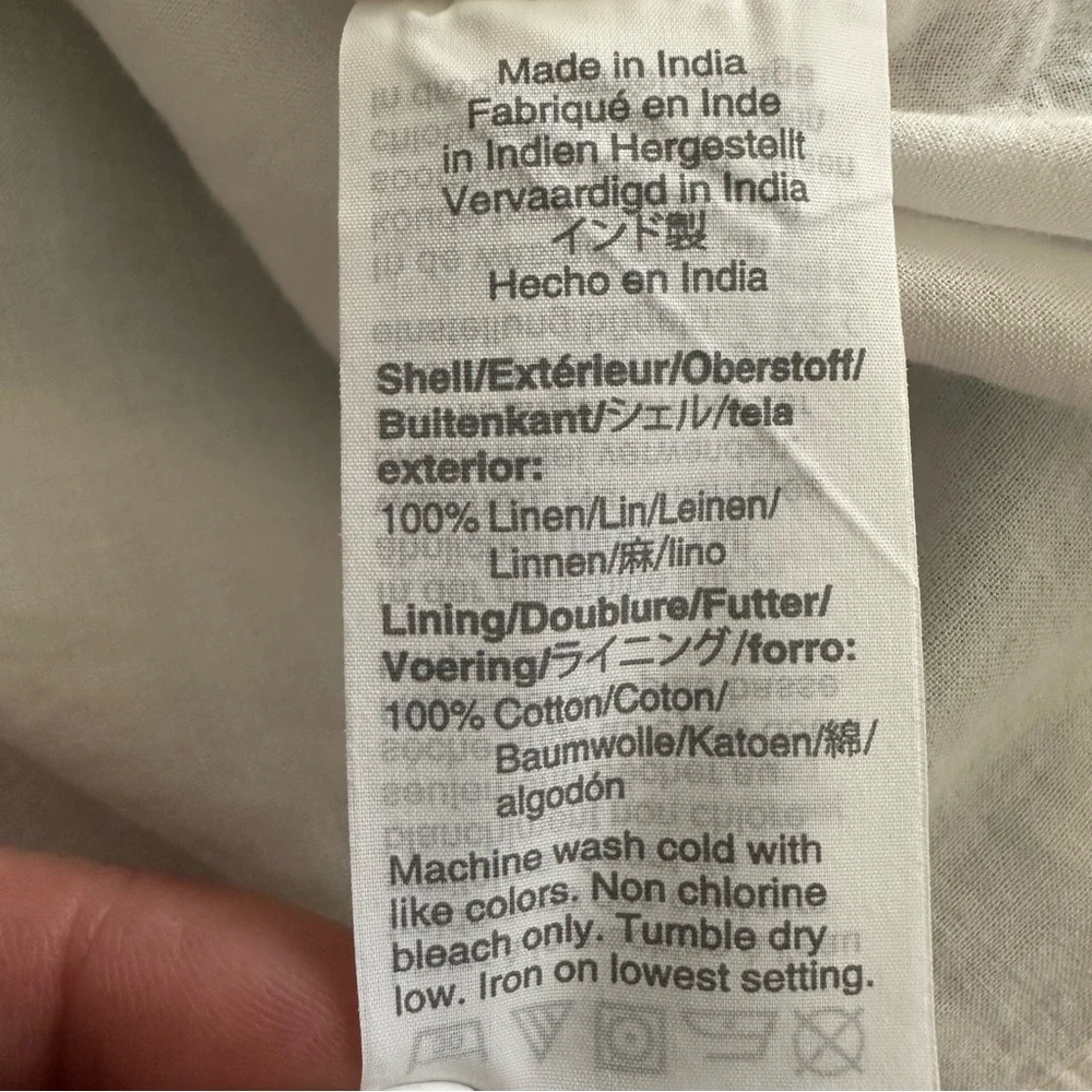 J. Crew LINEN Stripped Light Textured Spaghetti Strap, Button down Midi Size 10 - Picture 14 of 15